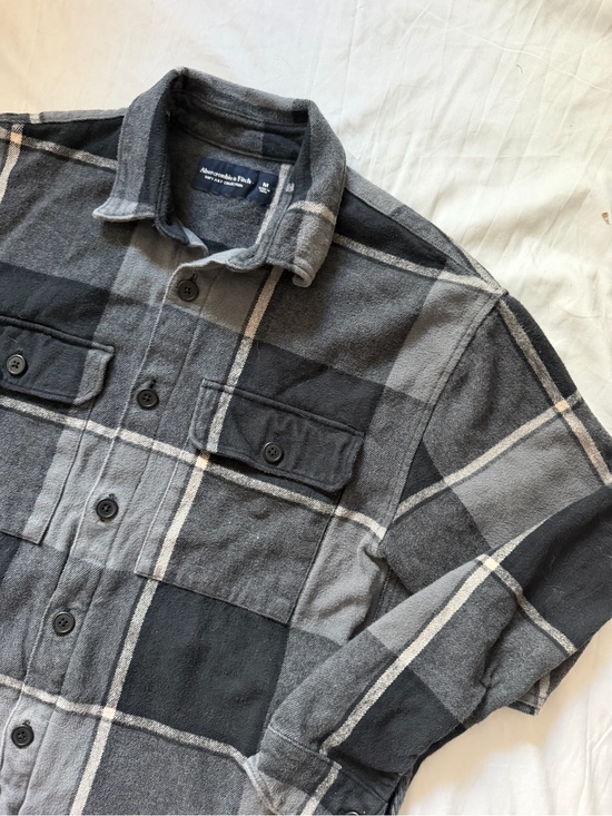 Abercrombie & Fitch Other - Abercrombie & Fitch Heavyweight Shirt Jacket Flannel Gray Plaid Soft‎ AF Medium